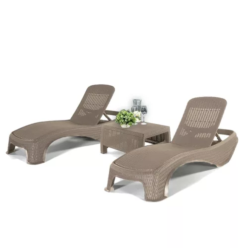 Set sezlonguri de gradina Atlantic duo Corfu cu masa cappuccino