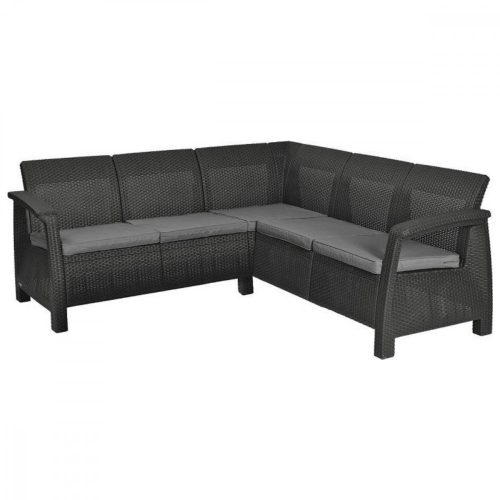 Set de colt de gradina din ratan artificial Corfu relax, grafit