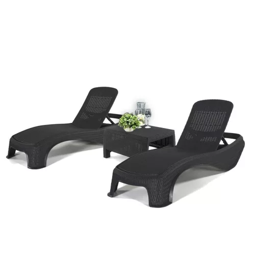 Set sezlonguri de gradina Atlantic duo cu masa Corfu grafit