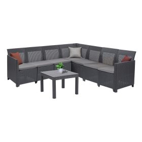 Canapea de colt Claire XII cu 7 locuri si masa Orlando