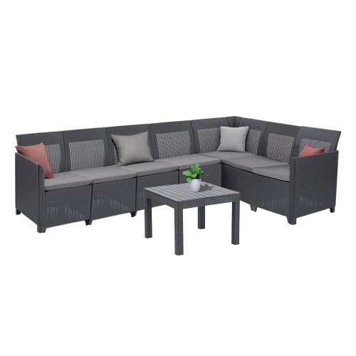 Canapea de colt Claire XI cu 7 locuri si masa Orlando