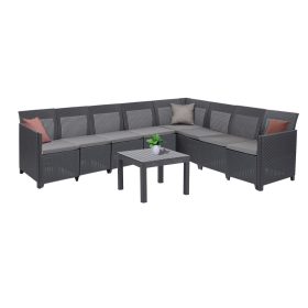 Canapea de colt Claire XI cu 8 locuri si masa Orlando