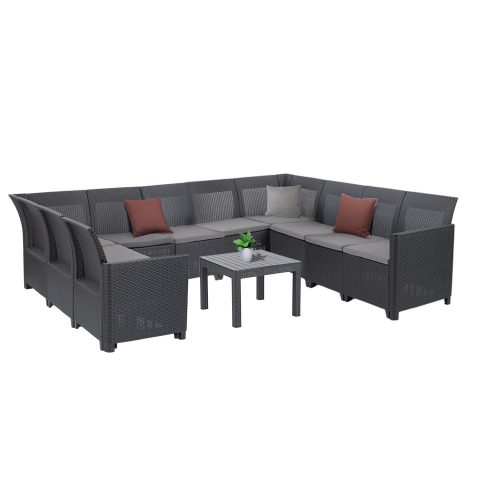 Canapea de colt Claire XII cu 10 locuri si masa Orlando