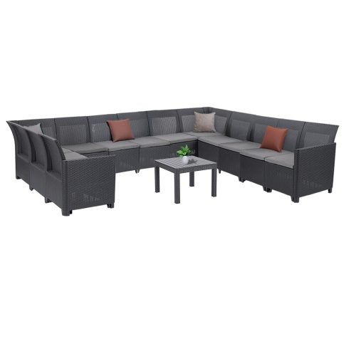 Canapea de colt Claire XVI cu 12 locuri si masa Orlando