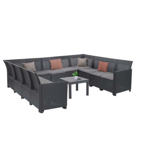 Canapea de colt Claire XIII cu 11 locuri si masa Orlando