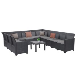 Canapea de colt Claire XIV cu 11 locuri si masa Orlando