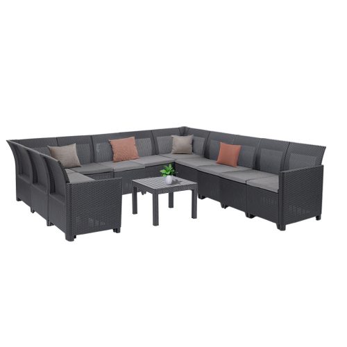 Canapea de colt Claire XIV cu 11 locuri si masa Orlando