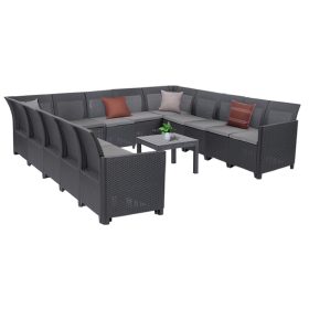 Canapea de colt Claire XVII cu 13 locuri si masa Orlando