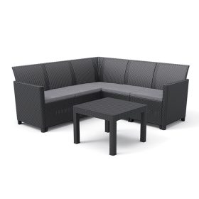 Set de colt de gradina Claire cu 5 locuri si masa Orlando, grafit