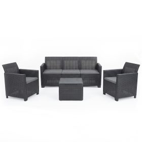 Set de mobilier de gradina Claire cu 5 locuri si masa cu perne, grafit