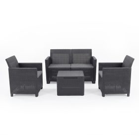 Set de mobilier de gradina Claire cu 4 locuri si masa cu perne, grafit