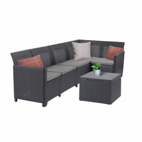 Canapea de colt Claire VIII cu 5 locuri si masa cu perne, grafit