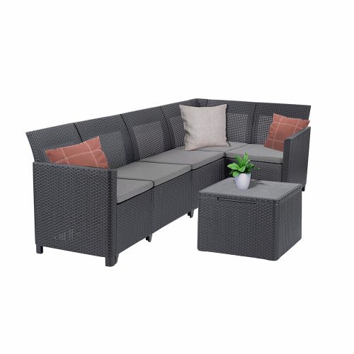 Canapea de colt Claire VIII cu 5 locuri si masa cu perne, grafit