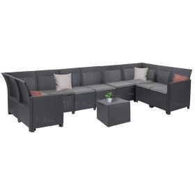 Canapea de colt Claire VIII cu 9 locuri si masa cu perne, grafit