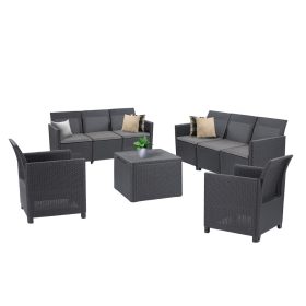 Set de mobilier de gradina Claire cu 8 locuri, grafit