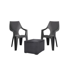 Set de mobilier de gradina Dante Balcony cu spatar inalt si masa Vigo, grafit