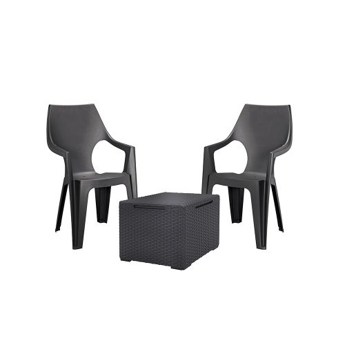 Set de mobilier de gradina Dante Balcony cu spatar inalt si masa Vigo, grafit