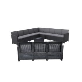 Set de mobilier de gradina Claire IV cu 12 locuri si masa de depozitare Vigo, grafit