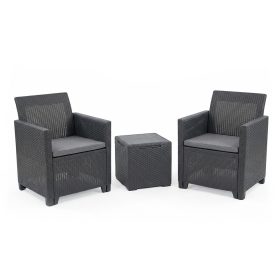 Set mobilier de gradina pentru balcon Claire IV cu masa de depozitare Vigo, grafit