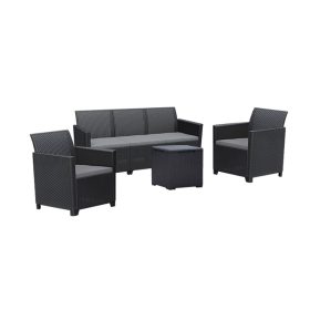Set de mobilier de gradina Claire IV cu 5 locuri si masa de depozitare Vigo, grafit