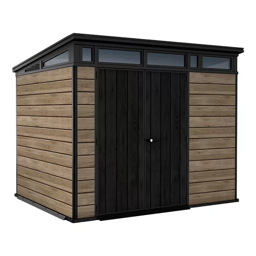 Casuta de gradina Signature PENT 9X7 din plastic, lemn de frasin