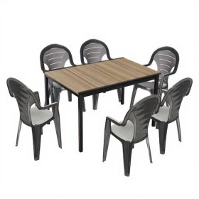 Set mobilier de grădină Lagos 6 în 1, frasin-grafit