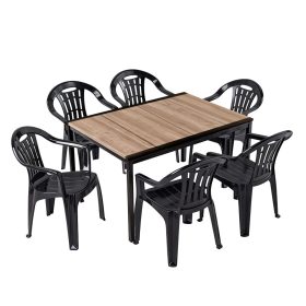   Set mobilier de grădină Rowen 6 în 1, culoare frasin-grafit