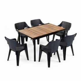 Set mobilier de grădină Ravello 6 în 1, negru-cenușiu