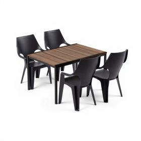 Set de mobilier de grădină Parker 4 în 1, nuc-grafit