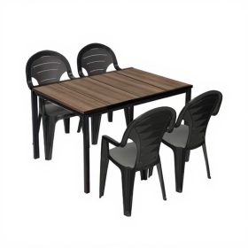 Set mobilier de grădină Lagos 4 în 1, nuc-grafit
