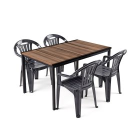 Set mobilier de grădină Rowen 4 în 1, nuc-grafit
