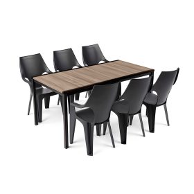   Set de mobilier de grădină Parker Large 6 în 1, culoare frasin-grafit