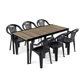   Set de mobilier de grădină Rowen Large 6 în 1, culoare frasin-grafit