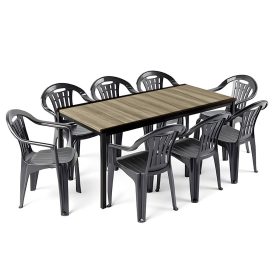   Set de mobilier de grădină Rowen Large 8 în 1, culoare frasin-grafit
