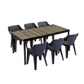   Set mobilier de grădină  Ravello Large 6 în 1, negru-cenușiu