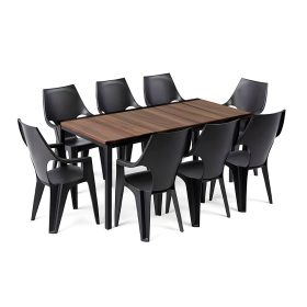   Set de mobilier de grădină Parker Large 8 în 1, nuc-grafit