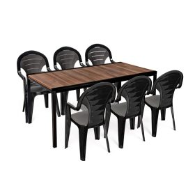 Set  mobilier de grădină Lagos Large 6 în 1, nuc-grafit