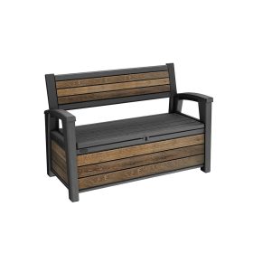 Banca de gradina/depozitare din plastic Decocoat, 227 L, nuc