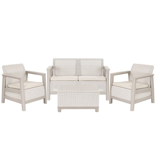 Set de mobilier de grădină Scandi Box linea duo cu masă de depozitare din iută