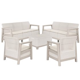   Set de mobilier de grădină Scandi Love max linea duo cu masă de depozitare din iută