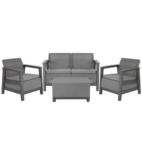   Set de mobilier de grădină Scandi Box linea duo cu masă de depozitare din iută