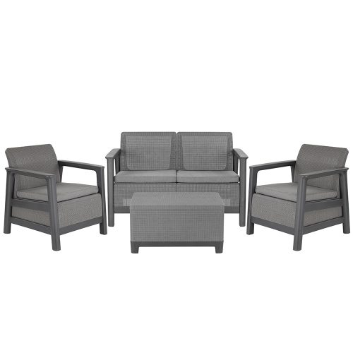 Set de mobilier de grădină Scandi Box linea duo cu masă de depozitare din iută