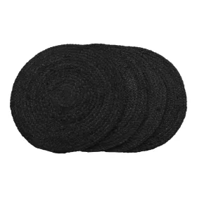 Covoras de masa Bombay, impletitura de iuta, gri inchis, rotund 38 cm 4 buc