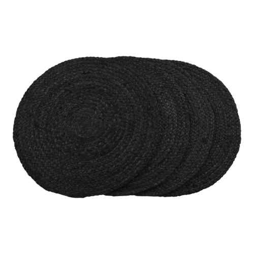 Covoras de masa Bombay, impletitura de iuta, gri inchis, rotund 38 cm 4 buc