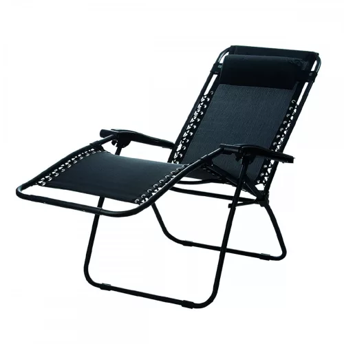 sezlong pliabil de lux negru