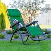 sezlong pliabil Deluxe verde cu perna