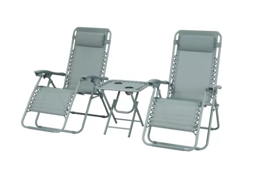 Delux 2x set șezlong și masă verde V2