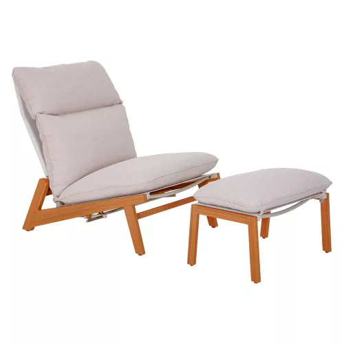 KALEM șezlong de grădină cu suport pentru picioare