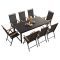 Set de mobilier de gradina IZZY cu 8 locuri si blat negru