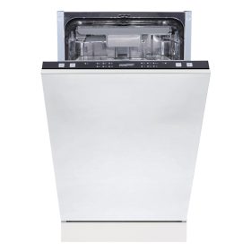 Masina de spalat vase incorporata HOMEFORT HMGB0421B, 10 seturi de vase, 9 L, 6 programe, 47 dB, D, Tacamuri superioare, 45 cm, Deschizator automat de usa.